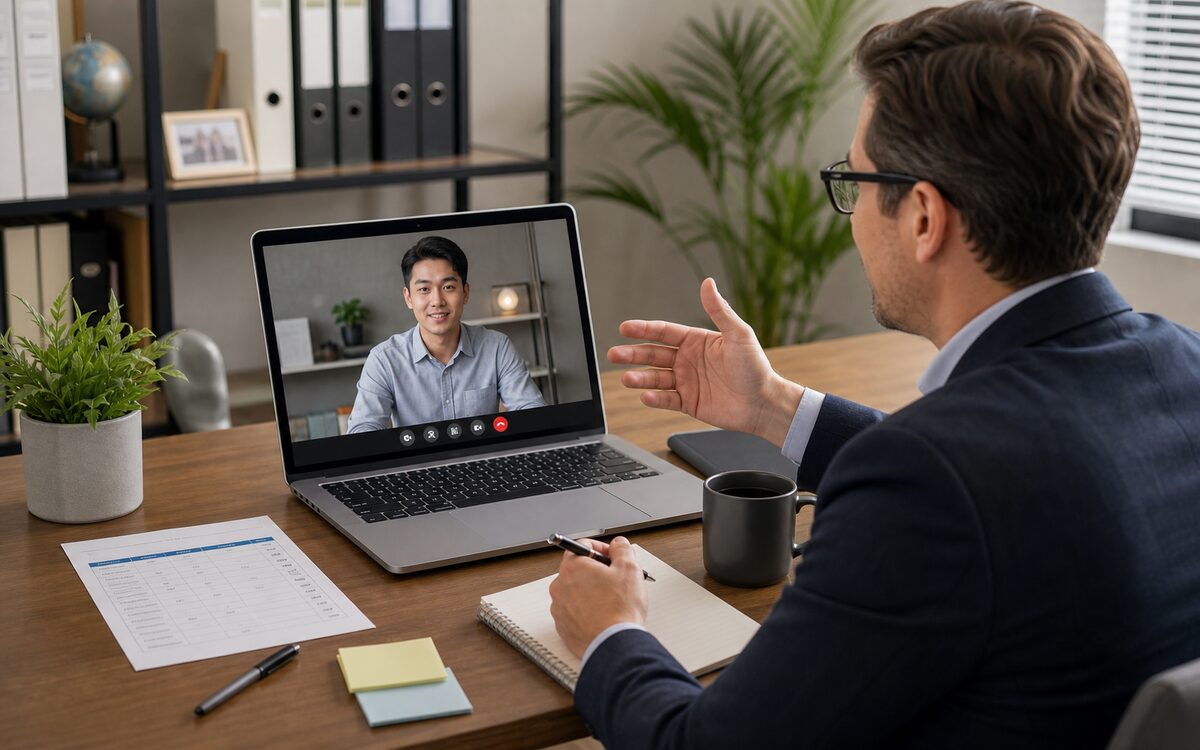 Employer interviewing a Filipino remote candidate online